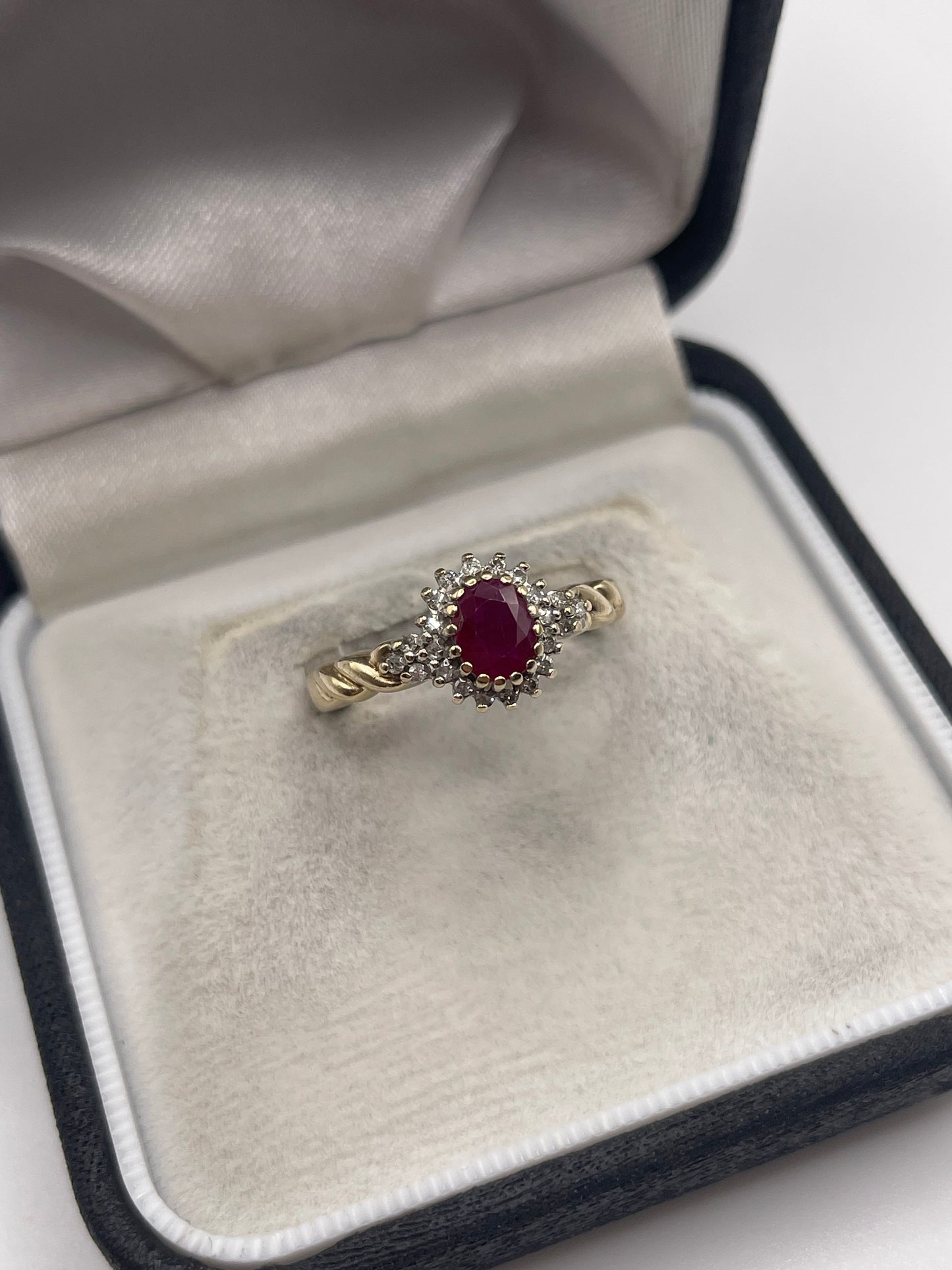 9ct gold ruby and diamond ring