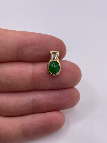 18ct gold jade and diamond pendant