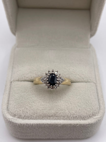 9ct gold sapphire and diamond ring