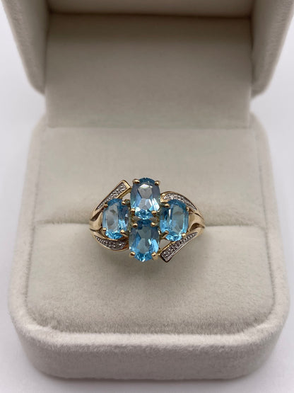 9ct gold topaz and diamond ring