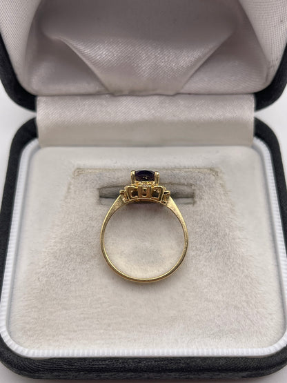 14ct gold amethyst and diamond ring