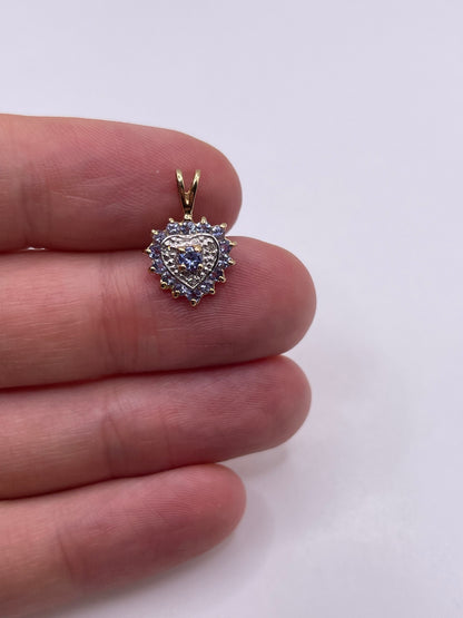 9ct gold tanzanite and diamond heart pendant