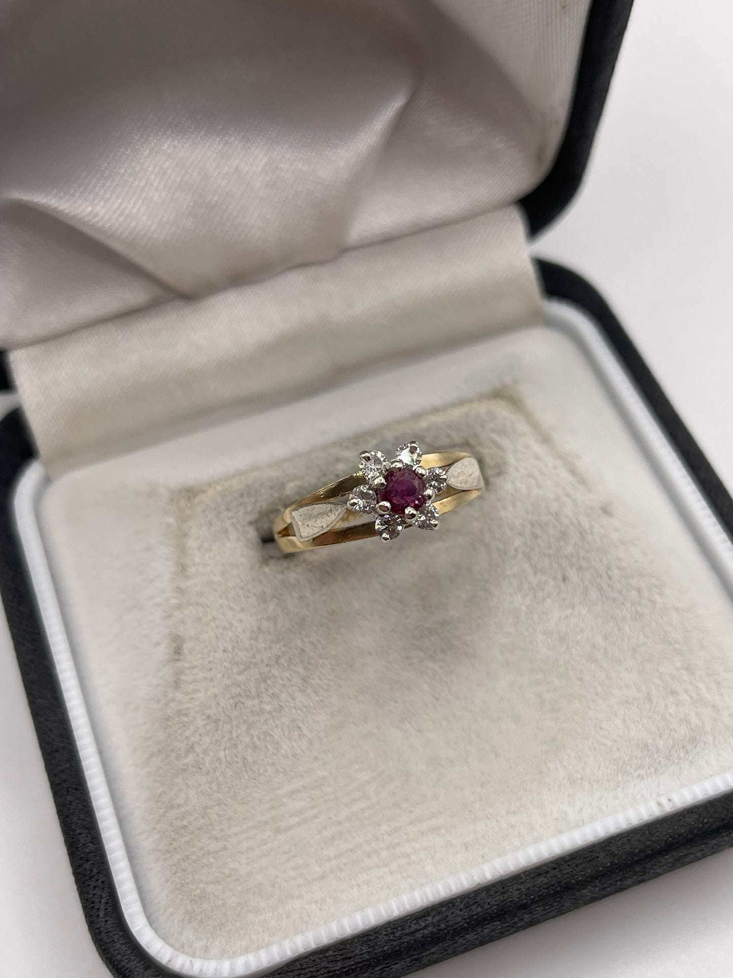 9ct gold ruby and diamond ring