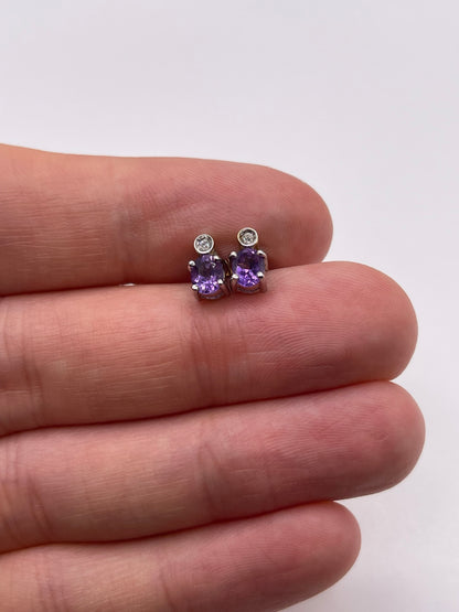 9ct gold amethyst and diamond earrings