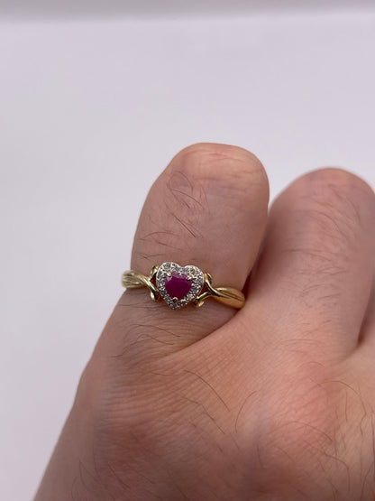 9ct gold ruby and diamond ring