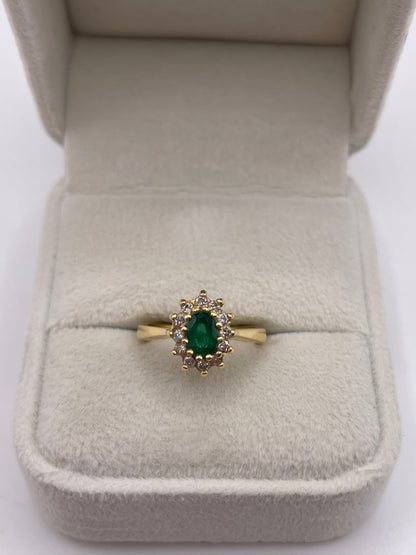 18ct gold emerald and diamond ring