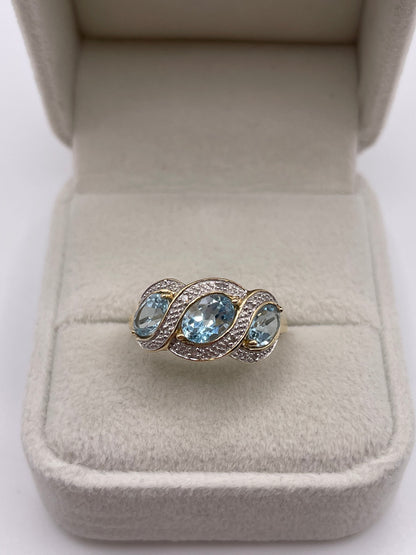 9ct gold topaz and diamond ring