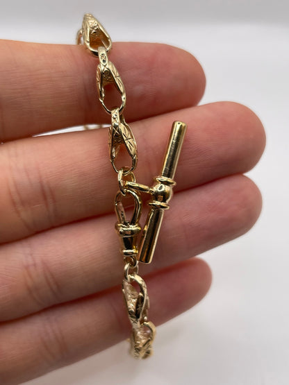 9ct gold t bar bracelet