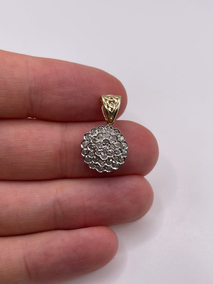 9ct gold diamond cluster pendant