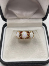 Load image into Gallery viewer, 9ct gold opal and garnet ring
