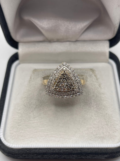 9ct gold 1ct diamond cluster ring