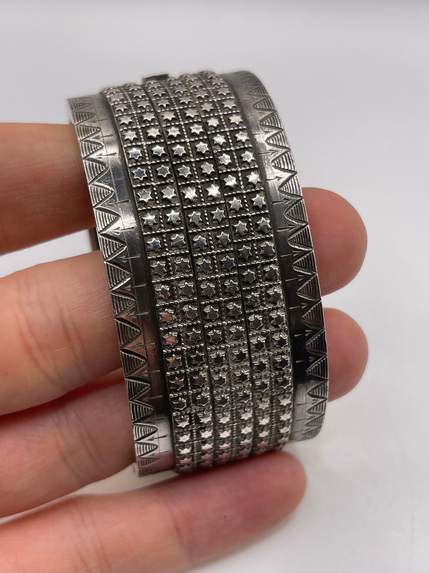 Antique silver star bangle