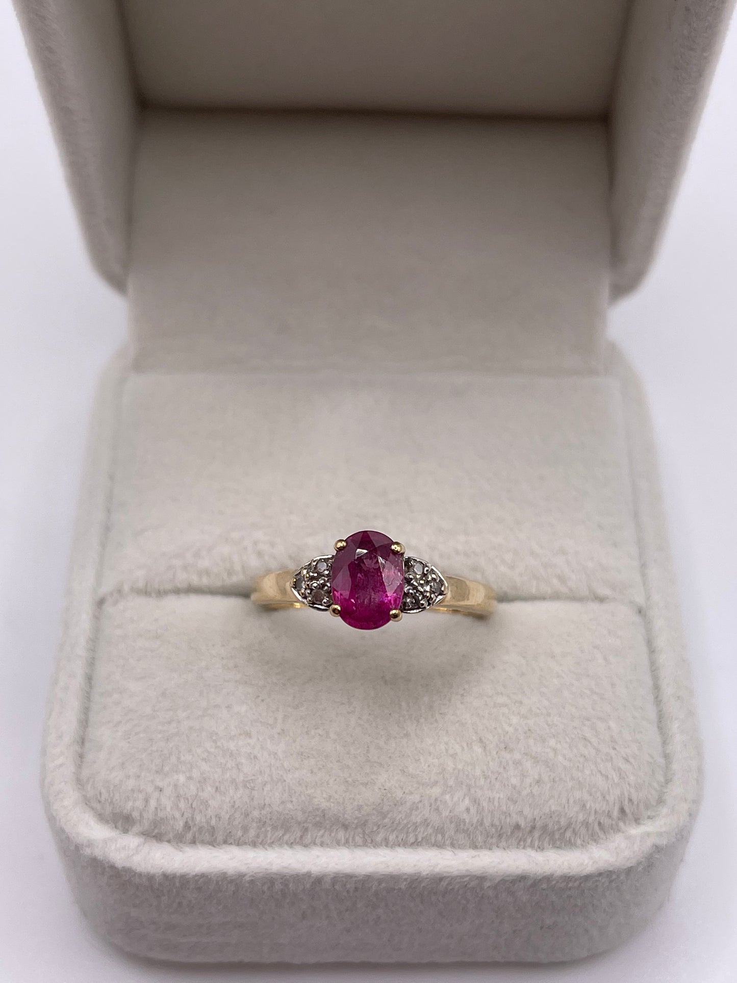 9ct gold ruby and diamond ring