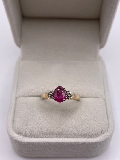 9ct gold ruby and diamond ring