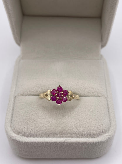 9ct gold ruby cluster ring