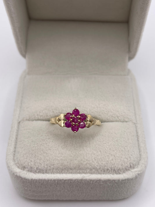 9ct gold ruby cluster ring