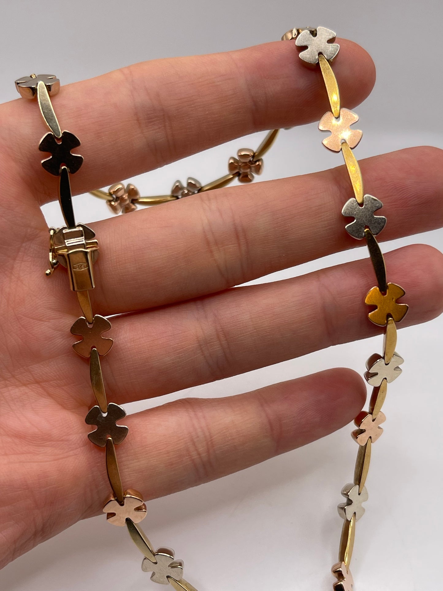 9ct tri gold necklace