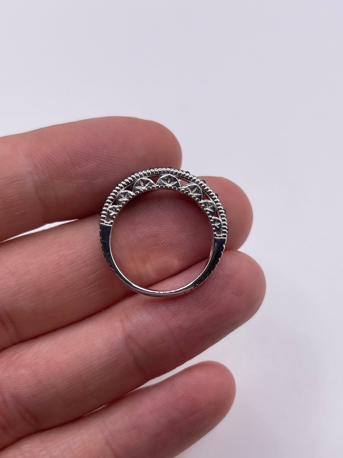 Silver blue diamond ring