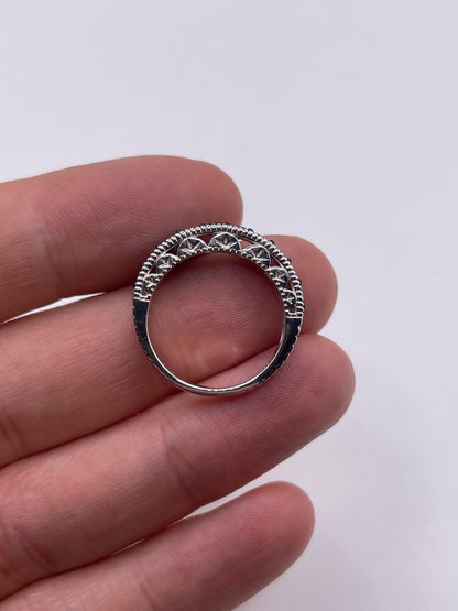 Silver blue diamond ring
