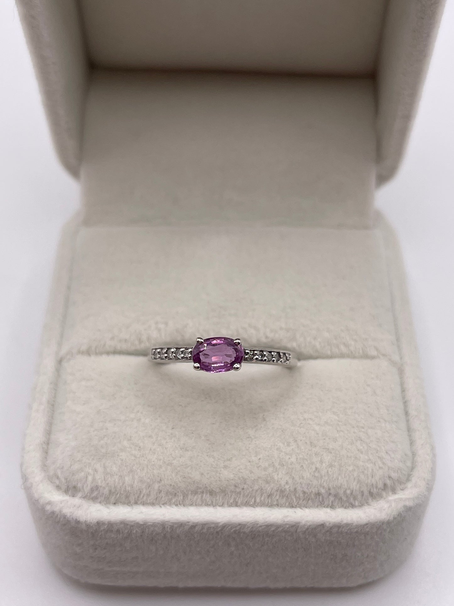 9ct white gold fancy sapphire and diamond ring