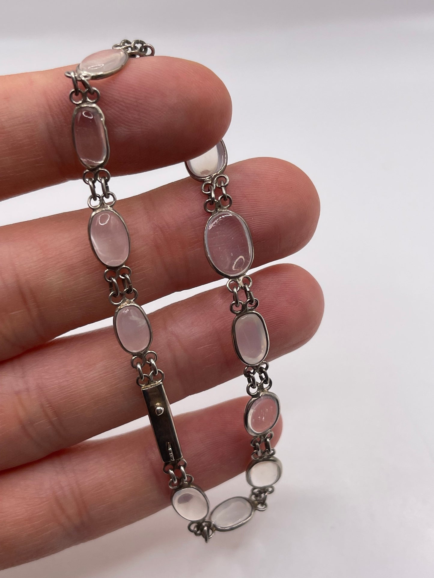 Antique silver moonstone bracelet