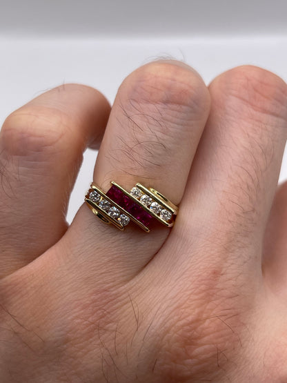 14ct gold ruby and diamond ring