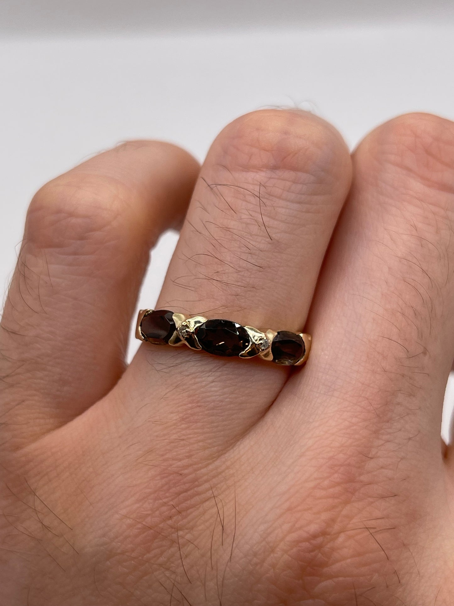 9ct gold Smokey quartz and diamond ring