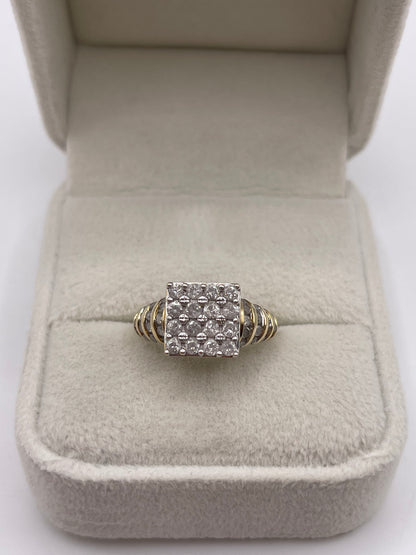 9ct gold diamond cluster ring
