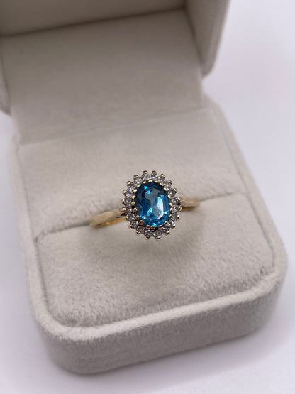 9ct gold topaz and diamond ring