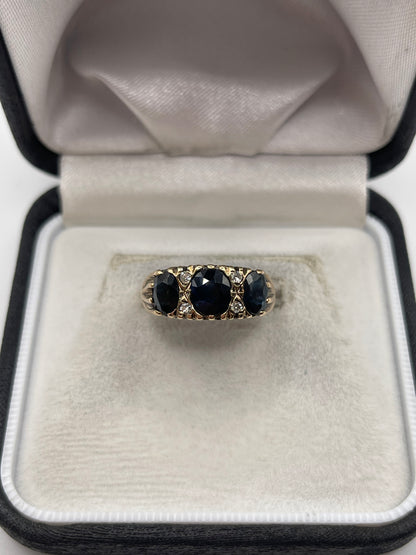 9ct gold sapphire and diamond ring
