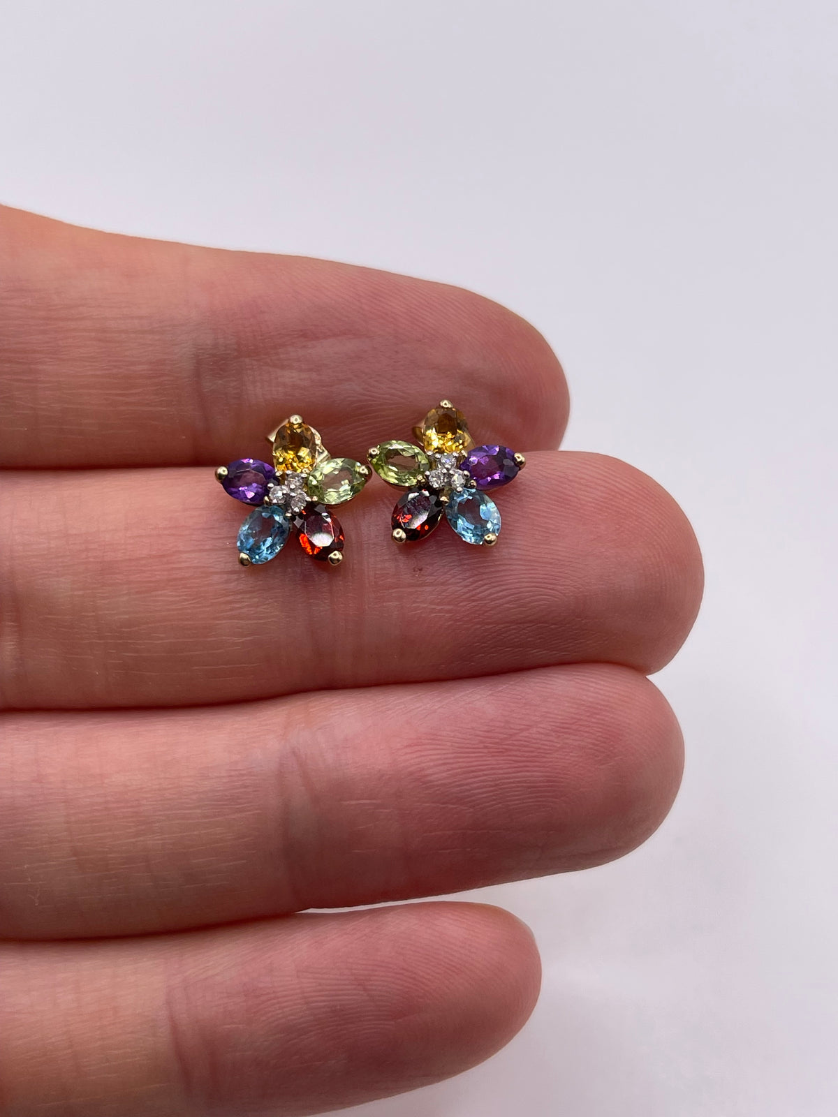 9ct gold multi gemstone and diamond earrings