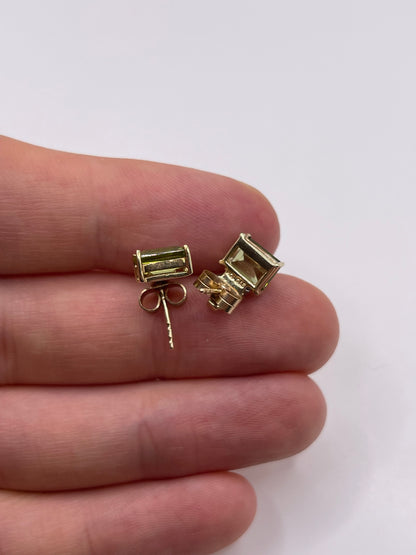 9ct gold peridot, topaz and diamond earrings