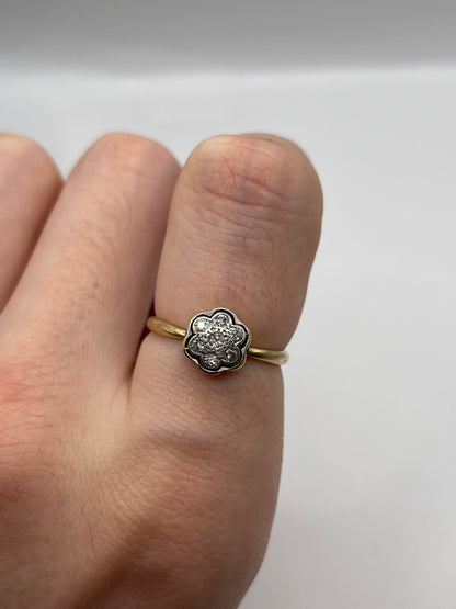 9ct gold platinum diamond cluster ring