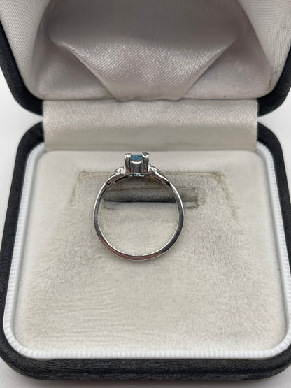 9ct white gold topaz and diamond ring
