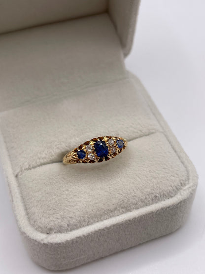 Antique 18ct gold sapphire and diamond ring