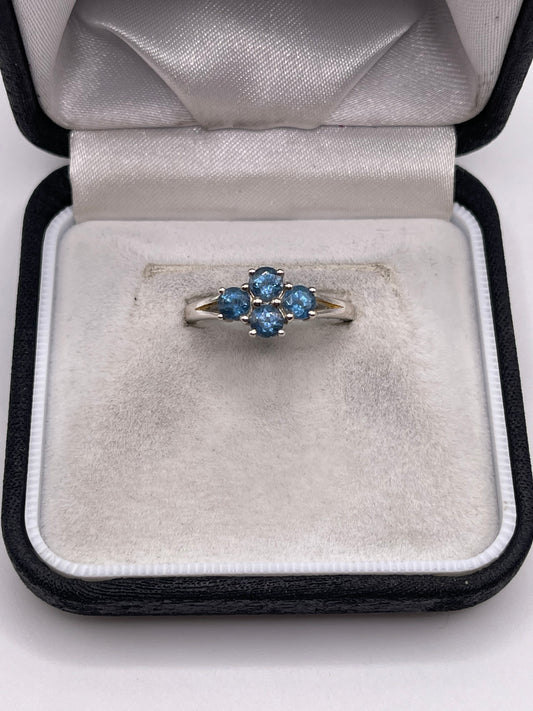 Silver blue topaz ring