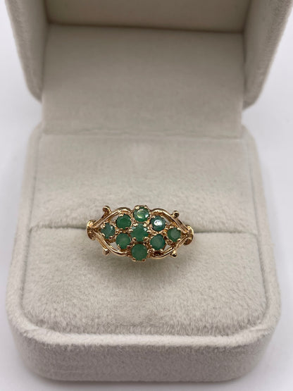 9ct gold emerald cluster ring