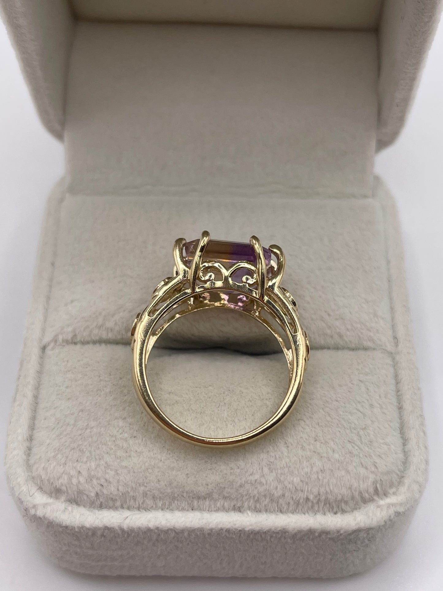 9ct gold ametrine and zircon ring