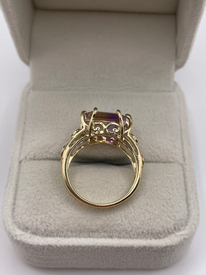 9ct gold ametrine and zircon ring