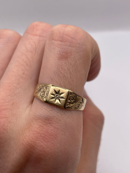 9ct gold diamond signet ring