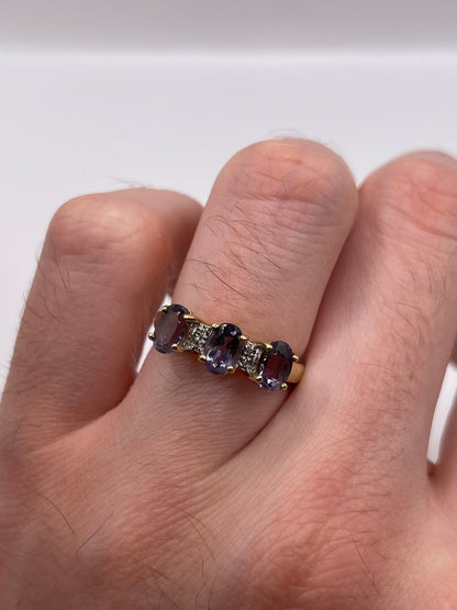 9ct gold iolite and diamond ring