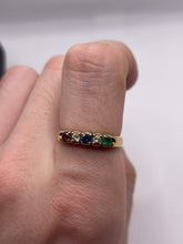 Load image into Gallery viewer, 18ct gold ruby, sapphire, emerald and diamond ring
