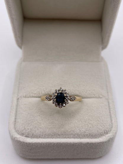 9ct gold sapphire and diamond ring