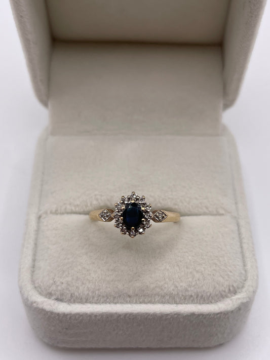 9ct gold sapphire and diamond ring