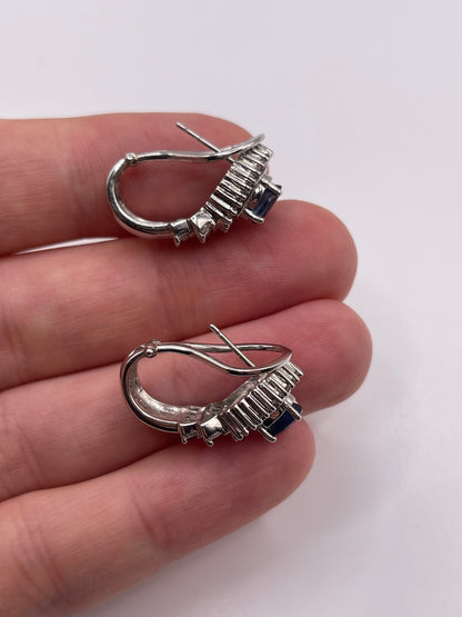 14ct white gold sapphire and diamond earrings