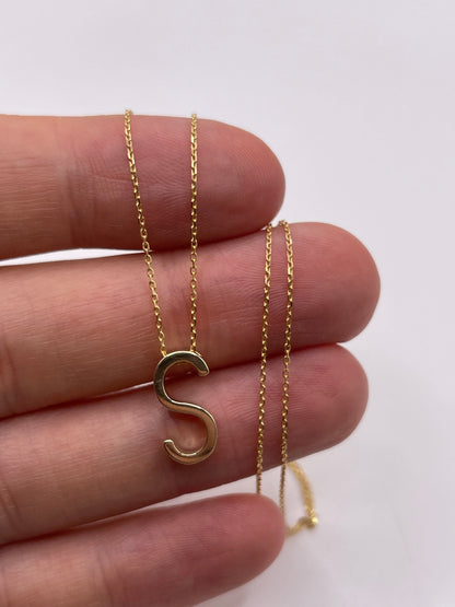 9ct gold initial S necklace