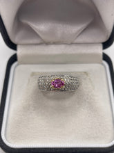 Load image into Gallery viewer, 18ct white gold pink sapphire and diamond ring
