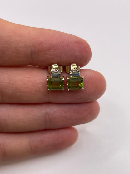 9ct gold peridot, topaz and diamond earrings