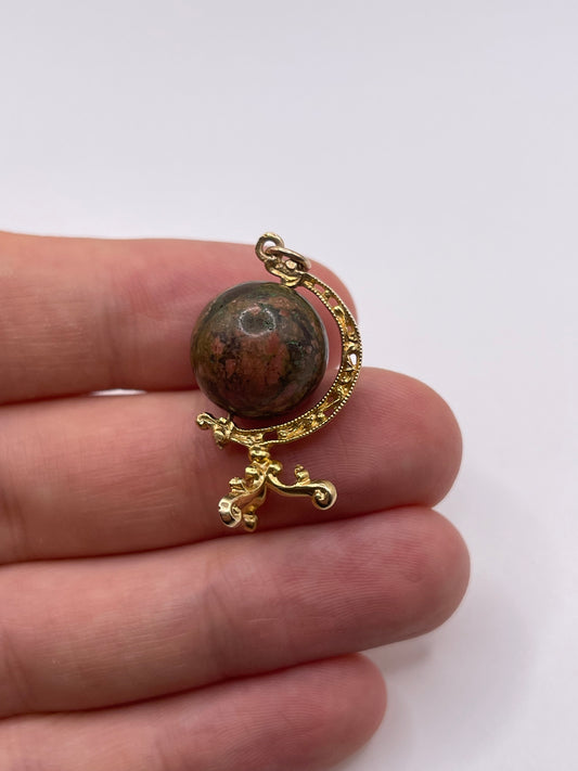 9ct gold gemstone globe charm
