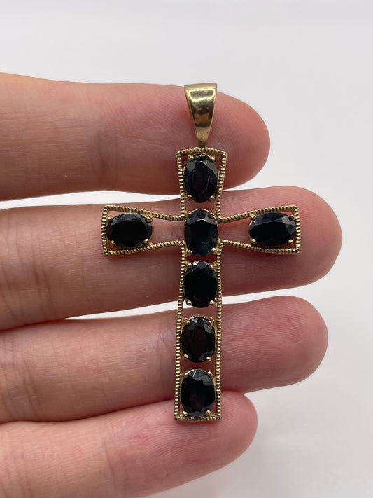 9ct gold sapphire cross pendant